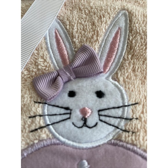 DEBORAH CONNOLLY DESIGNS HAND TOWELS (2) EASTER BUNNY GIRL COTTON 16 x 24 Pink - Picture 2 of 3